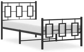 Czarne pojedyncze łózko metalowe 90x200 cm - Maneo