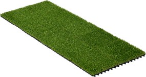 Outsunny 10 Sztuk Sztuczna Trawa 30 x 30 cm Maty Trawne Rolka Trawy Sztucznej 25 mm Plastikowa Ciemnozielona - Idealne do Ogrodu i Balkonu