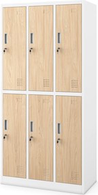 Szafa socjalna 6-drzwiowa Eco Design Igor 90x45x185 cm biały/dąb sonoma