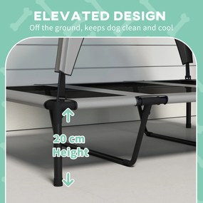 PawHut Outdoorowe łóżko dla psa, odporne na warunki pogodowe, podniesiona konstrukcja, 106 x 76 x 94 cm, Jasnoszary