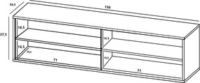 Ryflowana szafka RTV wisząca Elpis granatowa