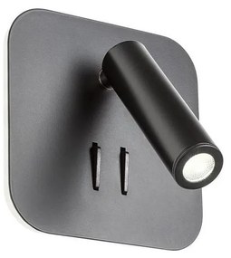 Redo 01-1492 - Kinkiet LED QUDA LED/6W/230V + LED/3W CRI 90 USB, czarny