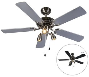 Wentylator sufitowy z lampą stalowy 110 cm 3-punktowy ze sznurkiem - Mistral Nowoczesny Oswietlenie wewnetrzne