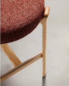 Hoker z litego drewna jesionowego w kolorze terakoty/w jasnym naturalnym kolorze (wysokość siedziska 75 cm) Granite – Kave Home