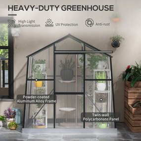 Outsunny Szklarnia z Aluminium Czarna 131x192x203cm | Aosom PL