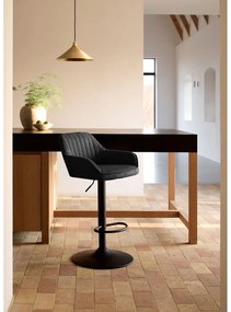 Ciemnoszary tapicerowany hoker z regulowaną wysokością/z podłokietnikami (wysokość siedziska 65 cm) Nolan – Unique Furniture