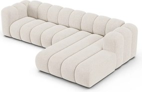 Kremowy narożnik z tkaniny szenilowej (prawostronny/z szezlongiem) Lupine – Micadoni