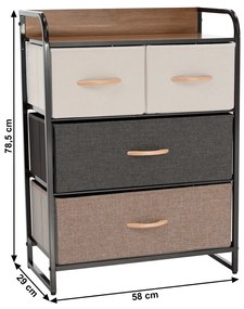 Komoda z szufladami z tkaniny HAZEL TYP 2, brązowy, M