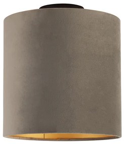 Lampa sufitowa z abażurem z weluru w kolorze taupe ze złotem 25 cm - Combi BlackWiejski/ Rustykalny / Vintage Oswietlenie wewnetrzne
