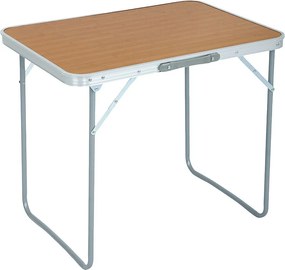 Składany stolik kempingowy ARES z aluminium o wyglądzie drewna wymiary 70x60x50 cm