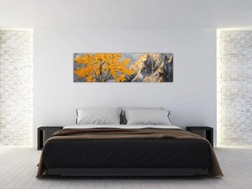 Obraz – Złote drzewo w górach (170x50 cm)