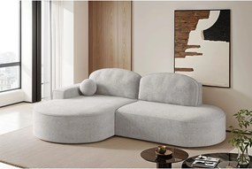 Narożnik z funkcją spania i pojemnikiem Modena Runden, tkanina Arena, Jasnoszary, Lewy