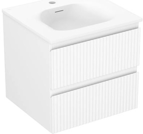 Mexen Rivel szafka łazienkowa 50 cm z umywalką Vela, 2 szuflady, ryflowana , biała mat - 91A20-05047-2-BFF01-W23M01