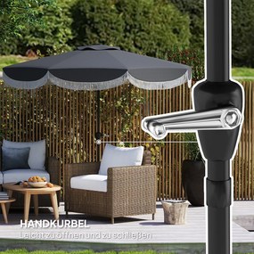 Outsunny Parasol Ogrodowy Ø269 cm, Ochrona UV Parasol Ośmiokątny na Balkon, Ochrona Przed Słońcem dla Ogrodu, Ciemnoszary