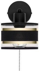 Czarny kinkiet LED z włącznikiem z czarnym abażurem SHWD-TI-1010SC-SC