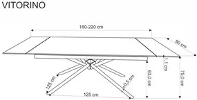 Stół rozkładany VITORINO 160(220)x90 biały marmur HALMAR