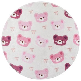 Różowo-kremowy dywan dziecięcy odpowiedni do prania ø120 cm Cute Teddies Pink – Vitaus
