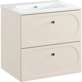 Szafka pod umywalkę DONNA SAND 2S 60cm beż piaskowy z umywalką wpuszczaną FLY COMAD