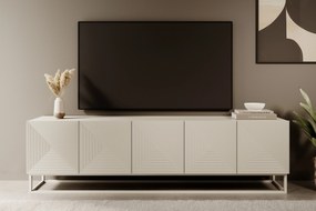 Szafka RTV Asha 200 cm z ryflowanym frontem i kaszmirowym stelażem - kaszmir