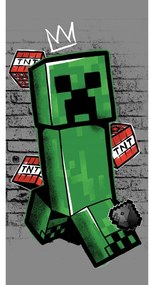 Zielono-szary bawełniany ręcznik dziecięcy 70x140 cm Minecraft "Metro Art Creeper" – Jerry Fabrics
