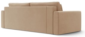 Jasnobrązowa aksamitna rozkładana sofa ze schowkiem 238 cm Belfast – Cosmopolitan Design