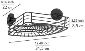 Czarna narożna półka łazienkowa Wenko Vacuum-Loc® Bari