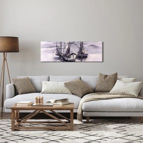 Obraz - Port, obraz olejny (z zegarem) (90x30 cm)