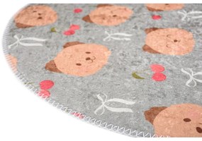 Szaro-brązowy dywan dziecięcy odpowiedni do prania ø100 cm Cute Teddies – Vitaus