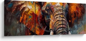 Obraz - Malowanie słonia (z zegarem) (90x30 cm)