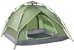 Outsunny Namiot kempingowy szybki montaż dla rodziny 2 dorosłych 1 dziecko wodoodporny zielony 210x210x140cm | Aosom PL