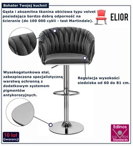 Szary obrotowy hoker z plecionym obraciem R6-T81