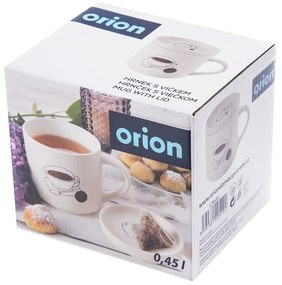 Biały porcelanowy kubek z pokrywką 450 ml – Orion