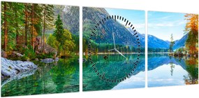 Obraz - Jezioro Hintersee (z zegarem) (90x30 cm)
