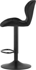 PROMOCJA Krzesło barowe z czarną nogą WEST VELVET, czarne II gatunek