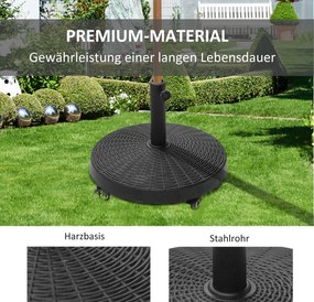 Outsunny Stojak Pod Parasol 25kg Imitacja Rattanu Stabilny i Dekoracyjny Do Ogrodu i Tarasu | Aosom PL