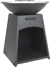 Grill z płytą i paleniskiem ze stali - szer. 81 x dł. 81 x wys. 96 cm - Czarny - CORVERA