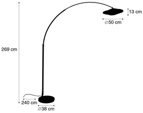 Luk Nowoczesna lampa łukowa biała z orientalnym kloszem z bambusa 50 cm - XXL Rina Nowoczesny Oswietlenie wewnetrzne