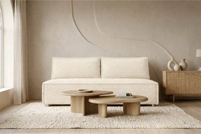 Sofa z funkcją spania i pojemnikiem DUO, tkanina sztruksowa Poso, Ecru