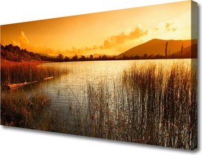 Obraz canvas Ognisty Zachód nad Jeziorem