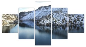 Obraz - zimowy krajobraz z jeziorem (125x70 cm)