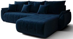 Błękitna Nowoczesna Kanapa Z Szezlongiem H6-D61