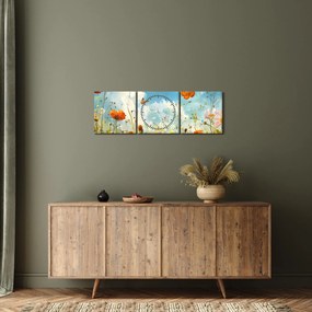 Obraz - Motyle na letniej łące (z zegarem) (90x30 cm)