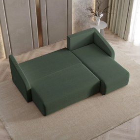 Masseno Narożnik MARELLO z funkcją spania i pojemnikiem na pościel Narozniki L, Rozkładana sofa - Zielony, QUELLE 37