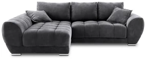 Ciemnoszary rozkładany narożnik z aksamitnym obiciem Windsor & Co Sofas Nuage, lewostronny