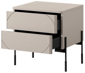 Szafka nocna z dwoma szufladami Sonatia na metalowych nogach 45 cm - kaszmir
