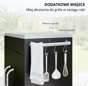 Homcom Wózek do grillowania - wózek na grill, mały wózek na grill, duży wózek na grill, wózek na grill dla ogrodu, Stal Szlachetna Czarny | Aosom PL