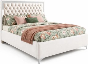 Białe pikowane łóżko w stylu glamour P5-Z45