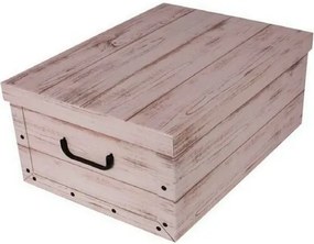 Pudełko do przechowywania z pokrywą Wood, biały, 51 x 37 x 24 cm