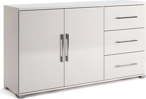 Biała duża komoda z półkami i szufladami T8-R60