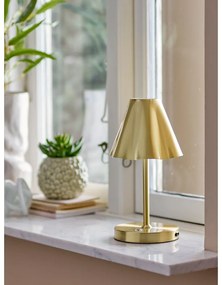 Lampa stołowa LED w kolorze mosiądzu z metalowym kloszem (wysokość 28 cm) Lianna – Bloomingville
